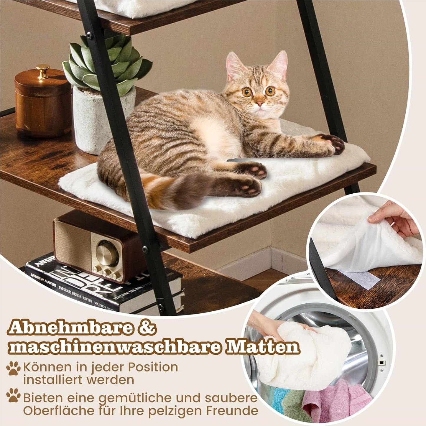 Kattenhuis – Kattenmeubel – Kattenkast – Kattenbakkast – Krabmeubel – Met Opbergruimte en Afneembare Wasbare Matten – Ventilatie en Anti-Kantel Veiligheid – Bruin
