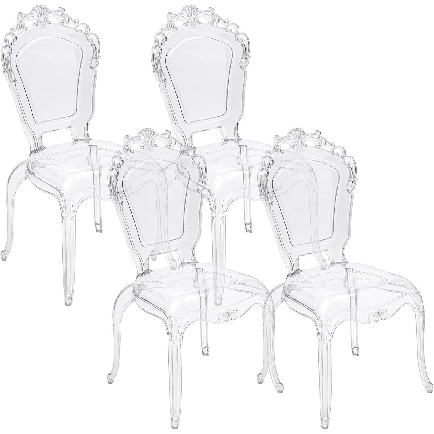 Transparante Stoelen – Doorzichtige Eetkamerstoelen – Polycarbonaat Stoelen – Design Krukken – Comfortabele Zitplaatsen – Ergonomische Rugleuning – Stevige L-vormige Poten