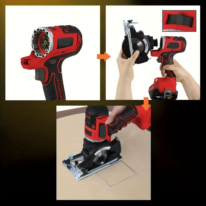 Combitool – Multigereedschap – Multitool – Accutool – Roterende Tool – 18V Draadloos – 12-in-1 Met LED Werkverlichting – Borstelloze Motor – Blauw - QUORE