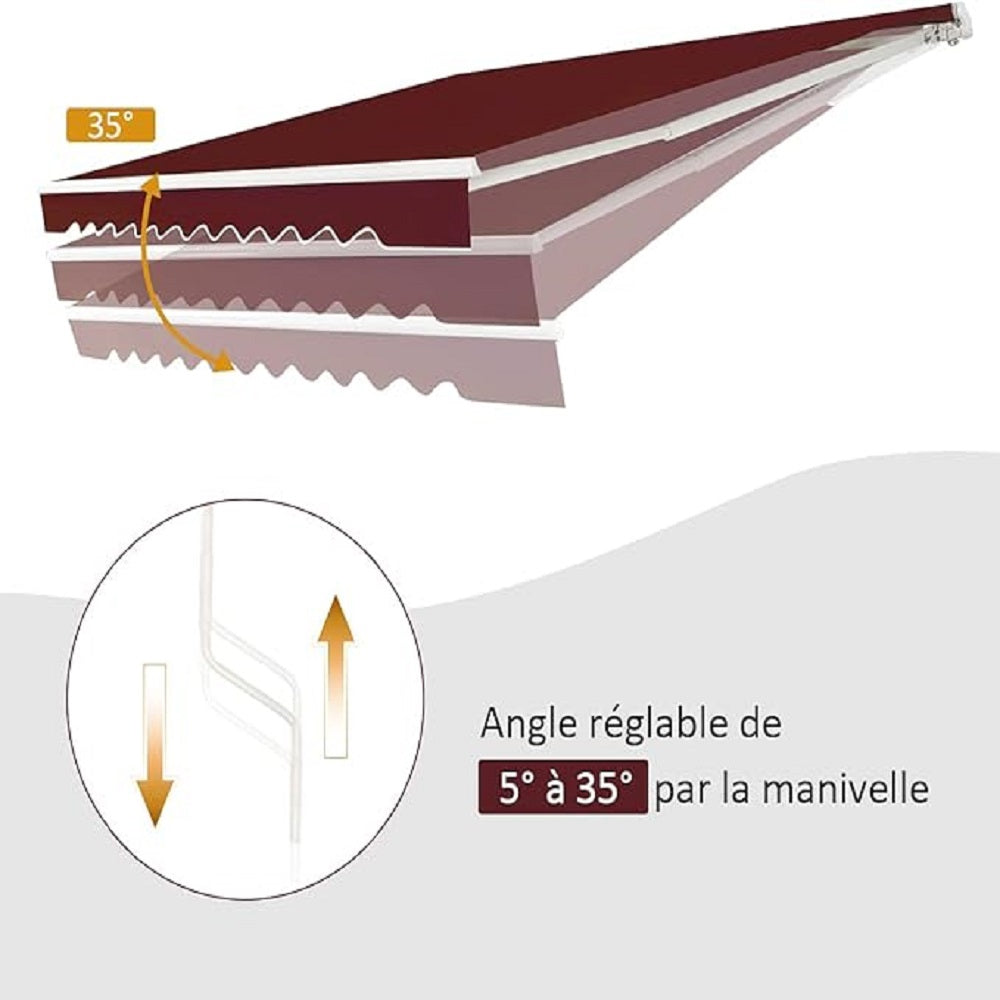 Uitschuifbare Zonwering – Terrasoverkapping – Markies – Zonnescherm – Pergola Zonwering – 3 x 2,5 m – Instelbare Hoek 40°-100° – Handmatige Zwengelbediening