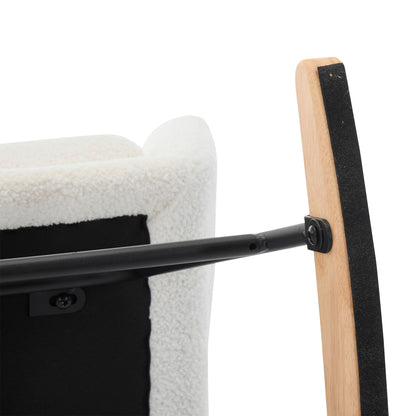 Schommelstoel – Schommelstoel Met Voetenbank – Relaxstoel – Fauteuil – Lounge Stoel – Ergonomisch Ontwerp – Zachte Teddy Bekleding – Wit – 30° Schommelbeweging – Afneembaar Kussen