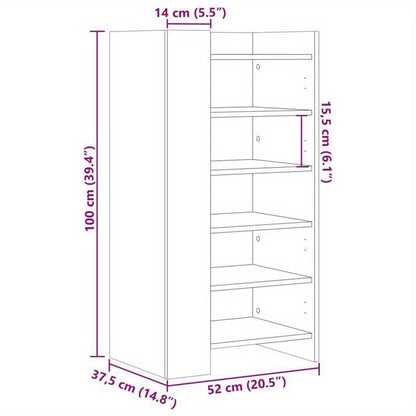 Modern Brown Oak Wood Shoe Cabinet with Multiple Shelves – Sturdy, Moisture-Resistant Storage for Living Rooms, Bedrooms, and Entryways, Shoe Storage Organizer