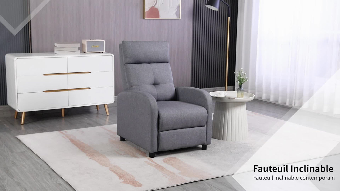 Relaxfauteuil – Relaxstoel – Ligstoel – Leunstoel – Fauteuil Met Voetensteun – Linnenstof Grijs – Belastbaar Tot 150 Kg