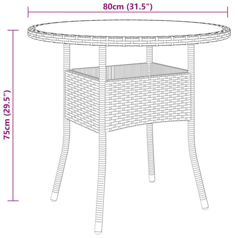 Tuinset 3-delig – Tuinmeubelset – Bistroset – Loungeset – Balkonset – Poly Rattan – Weerbestendig – Compact & Lichtgewicht – Bruin
