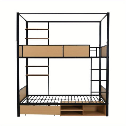 Stapelbed – Bunkbed – Hoogslaper – Wandelbed – Kinderbed – Modern Metaal En Hout – Extra Opbergruimte En Stevig Design