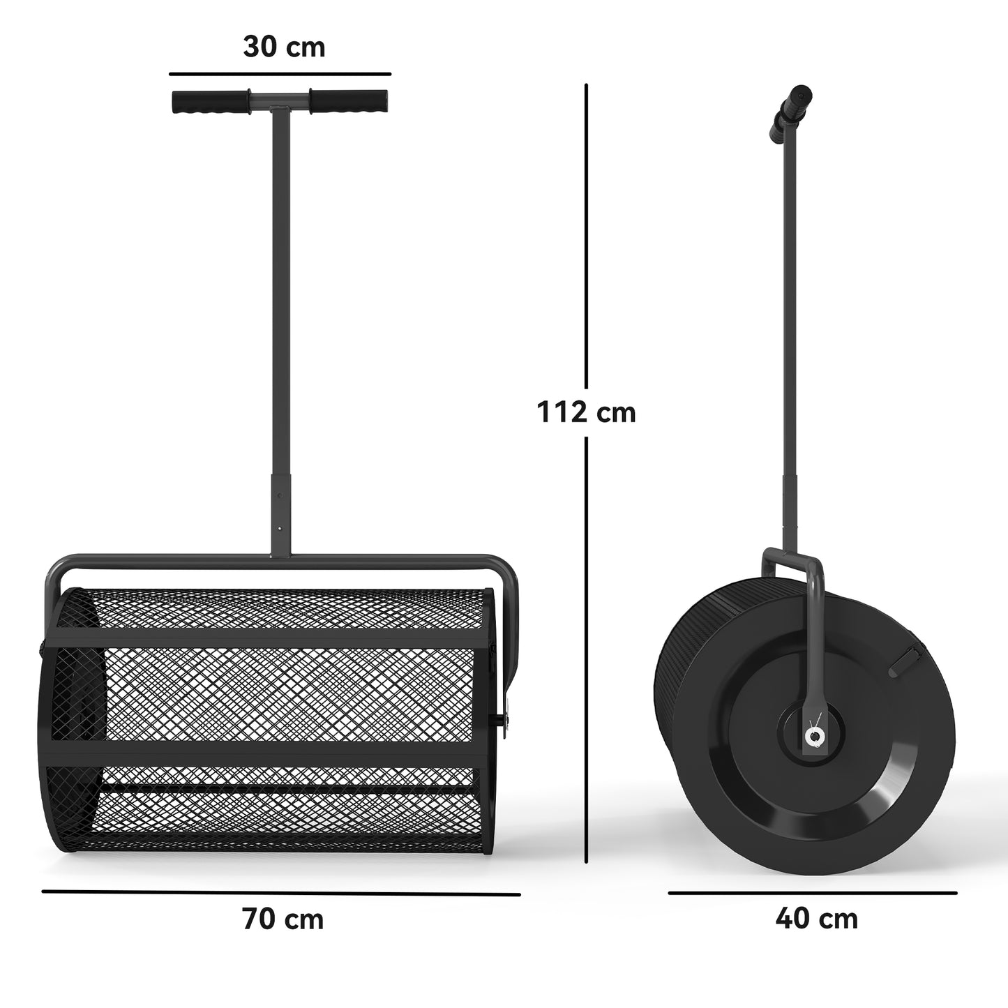 Meststrooier – Compoststrooier – Strooiwagen – Tuinstrooier – Gazonstrooier – 300 L Inhoud – Verstelbare T-Handle 62-67 cm