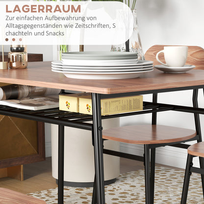 Eettafel Met Stoelen – Dining Set – Tafel En Stoelen – Industrieel Meubel – Bruin – Compact Formaat 110x70x75 CM – Robuust Metaal en Stevig Tafelblad