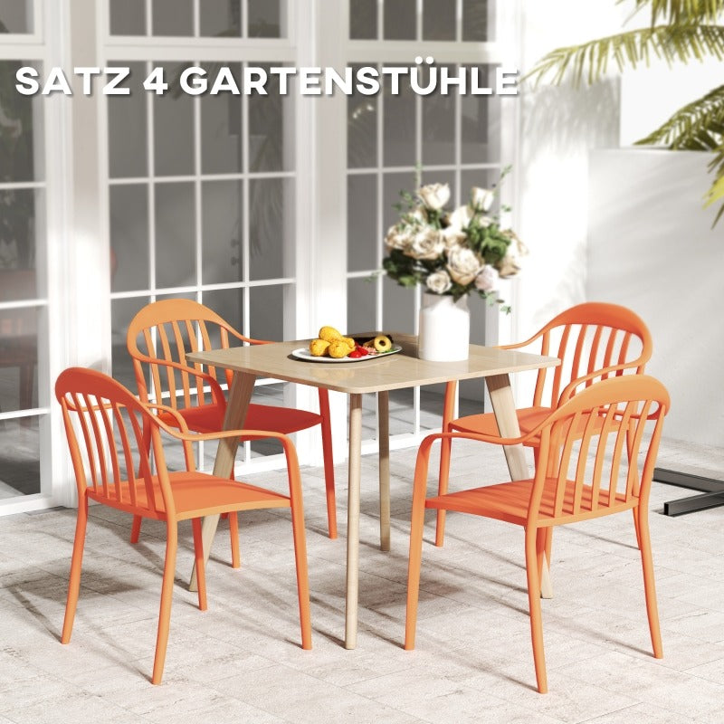 Tuinstoelen – Buitensstoelen – Stapelbare Stoelen – Balkonstoelen – Tuinmeubilair – Weerbestendig Kunststof – Comfortabele Armleuningen