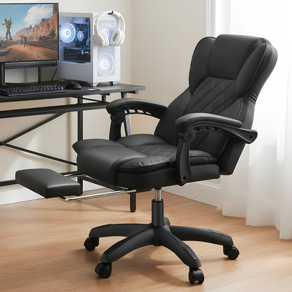 Executive Office Chair with Footrest | Ergonomic Recliner, Adjustable Back Rest, Heavy Duty 360° Swivel, Lumbar Support, Stainless Steel Frame - Oyajia