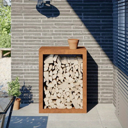 60x40x80cm Weather-Resistant Steel Firewood Rack - Multi-Purpose Outdoor Storage Shelf with Open Design, Ideal for Patio, Garden, and Home Use, Garden Storage Solution|Modern Aesthetic|Durable Construction, Firewood Storage O