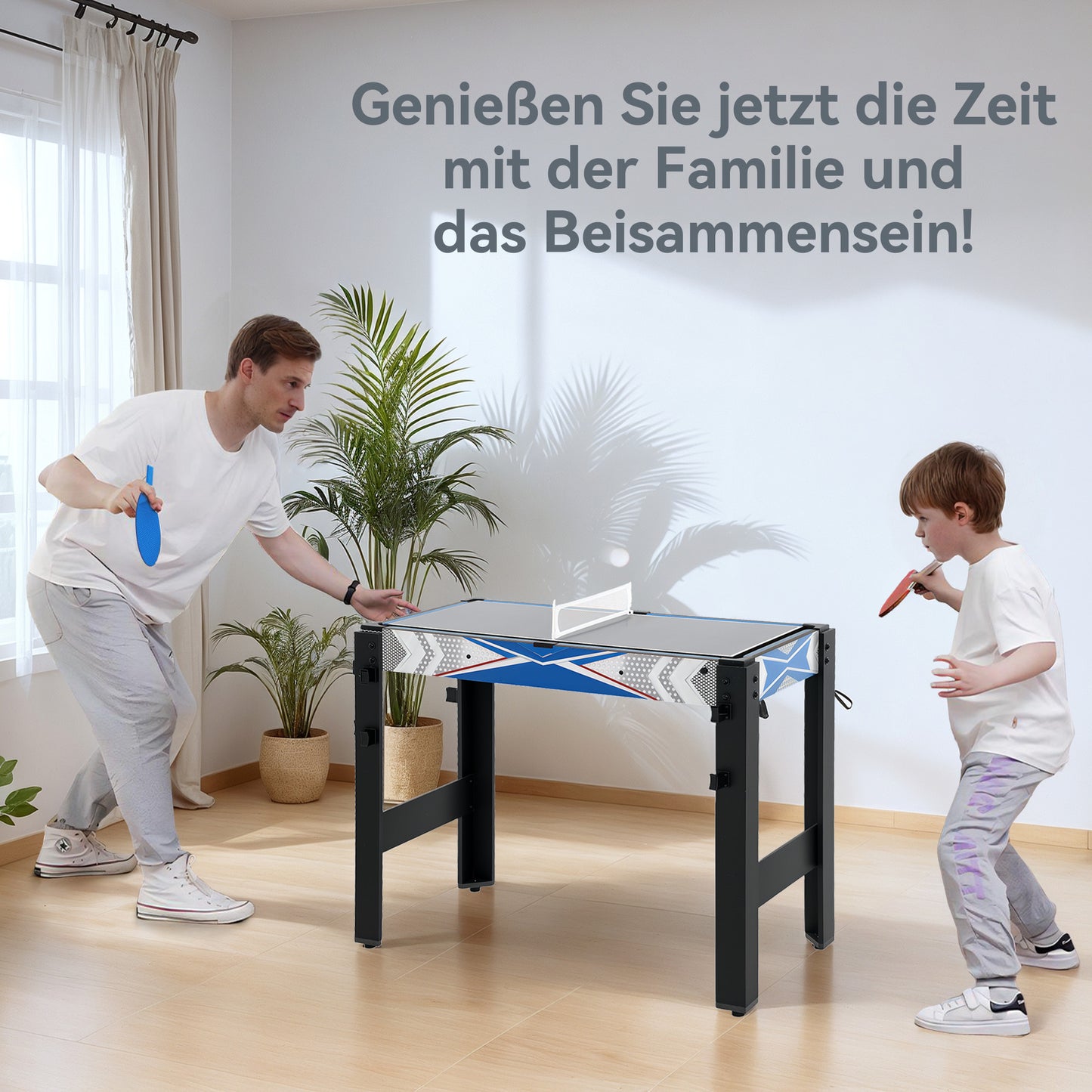 5-in-1 Speltafel – Spel tafel – Speeltafel – Spelbord – Multifunctionele Tafel – Blauw Zwart – Duurzaam MDF en Kunststof – Inclusief Accessoires