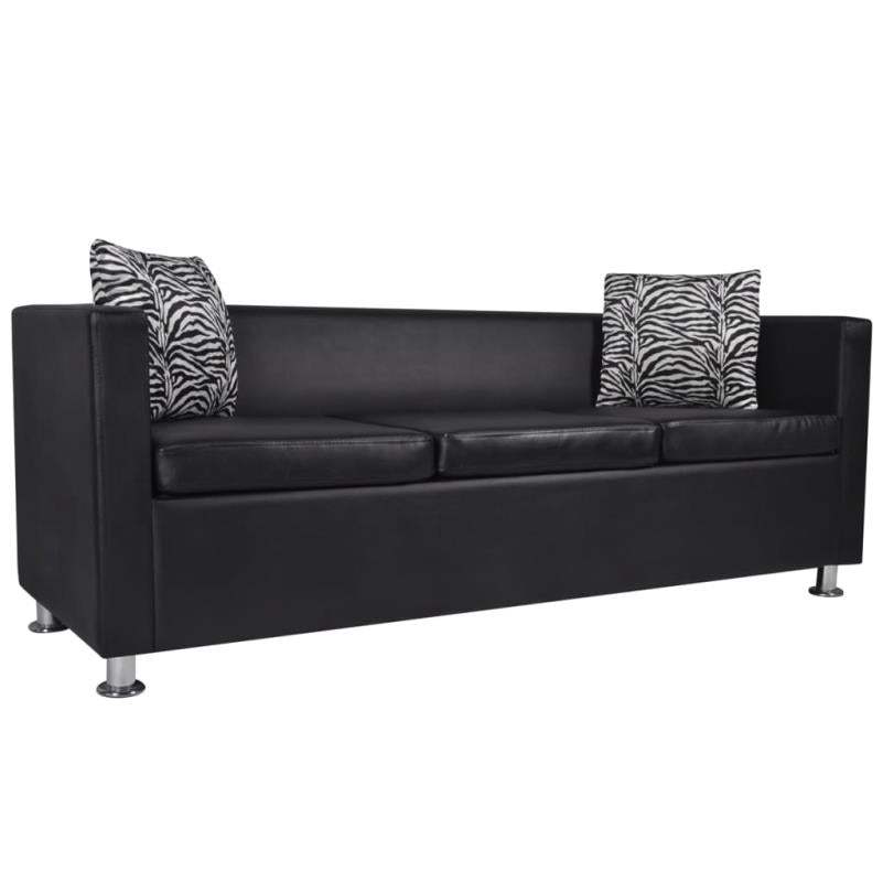 Zwarte Sofa Set – Bankstel – 3-Zits Bank – 2-Zits Bank – Kunstleren Bank – Modern Design – Comfortabele Schuimvulling – Onderhoudsvriendelijk