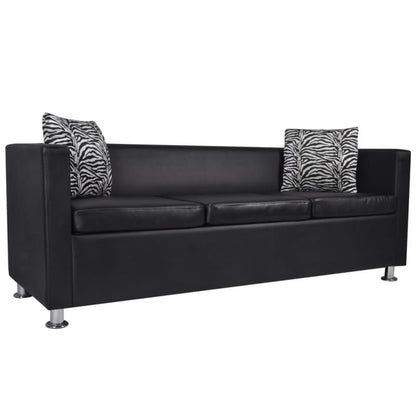 Zwarte Sofa Set – Bankstel – 3-Zits Bank – 2-Zits Bank – Kunstleren Bank – Modern Design – Comfortabele Schuimvulling – Onderhoudsvriendelijk