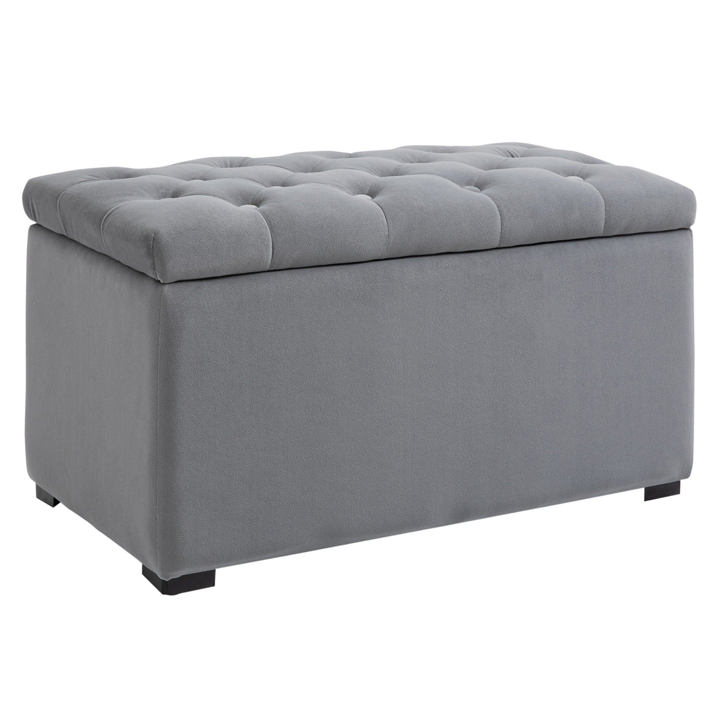 Opbergbank – Opbergkist – Zitbank – Krukjes – Lichtgrijs – Hardhouten Frame – Microfiber Bekleding – Opbergruimte – 130 Kg Draagvermogen