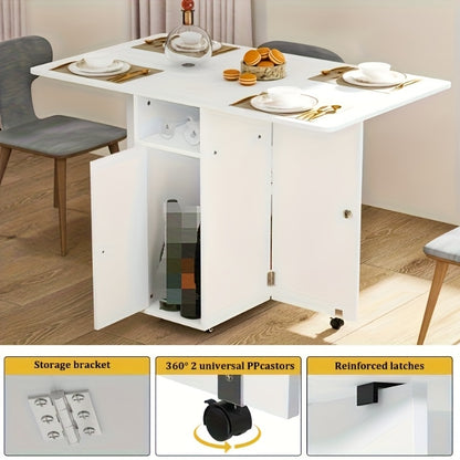 Uitklapbare Eettafel – Uitschuifbare Tafel – Klaptafel – Verlengbare Keukentafel – Mobiele Eettafel – Ruimtebesparend Design – Metaal Met Wieltjes En 110x70x79 cm