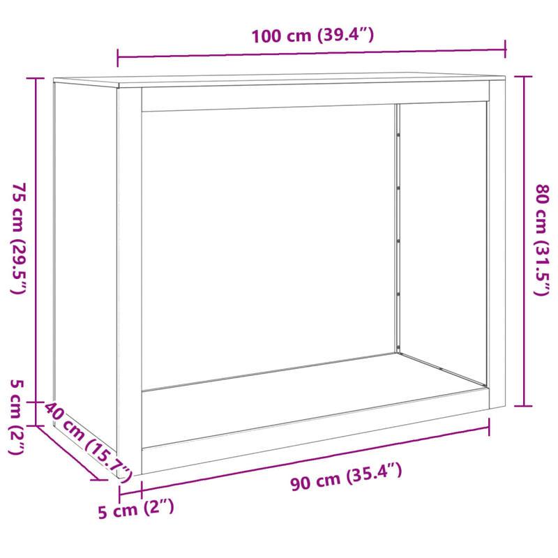 Houthouder – Houtopslag – Brandhoutrek – Buitenrek – Tuinhouder – Roestvrij Staal – 100x40x80 cm – Uittrekbare Plank