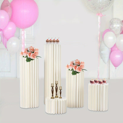 Tafeldecoratie – Bloemendisplays – Tafelstukken – Bruiloftdecoratie – Feestdecoratie – Set van 5 – Stevig Honingraatkarton – Verschillende Hoogtes 20-100 cm