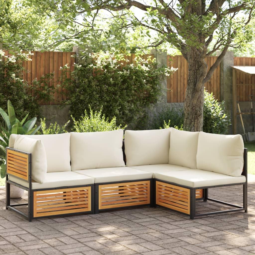 Tuinstoel – Tuinstoel – Balkonstoel – Loungestoel – Stoel Zonder Armleuningen – Massief Acaciahout – Inclusief Comfortabele Kussens