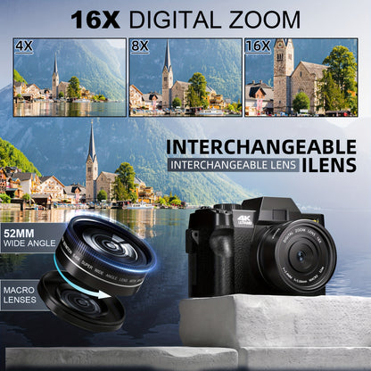 Digitale Camera – Vlogcamera – Compactcamera – Fototoestel – 4K Video – 48MP Sensor – Wifi Met App Bediening