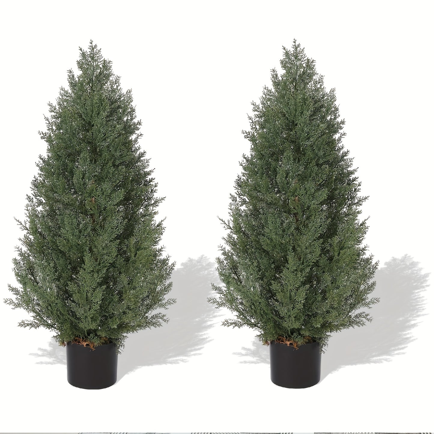 Kunstcipres – Kunstboom – Sierboom – Kunstplant – Topiary Boom – Set van 2 – 90 cm Hoog – Weerbestendig Kunststof Metalen Stam