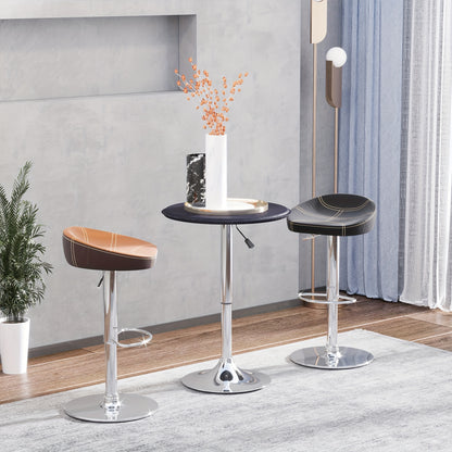 Modern Chrome-Plated Steel & Imitation Leather Bar Table - 63x67 to 93cm, Sleek Black Finish, Sturdy Base, Perfect for Dining Room, Kitchen, and Living Room, Kitchen Table, Contemporary Furniture, Elegant Design, Easy Assembl