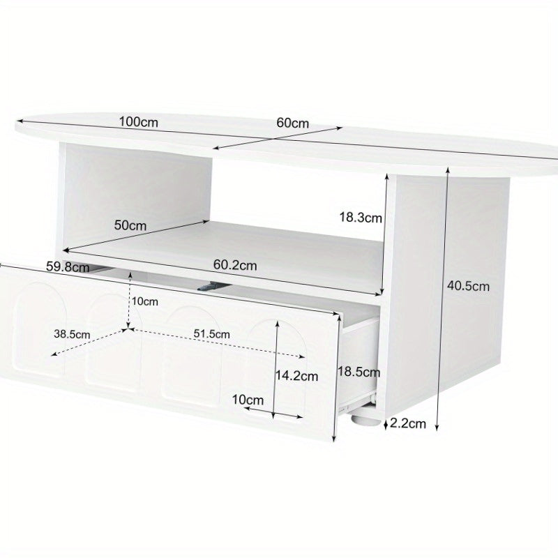 Salontafel – Tafel – Vintage Tafel – Woonkamertafel – Koffietafel – Wit Vintage Design – Stevige Metalen Constructie