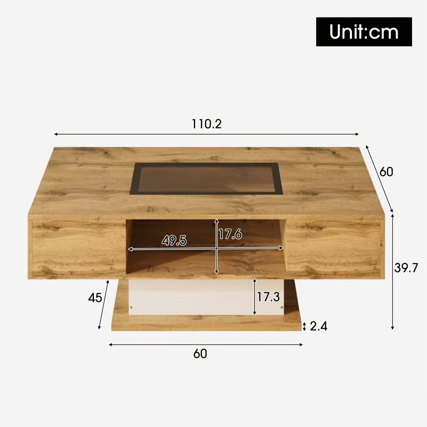 Modern Metal Coffee Table with 2 Drawers - Sleek Rectangular Design for Living Room or Side Table, Easy Assembly, No Power Needed, Living Room Accessory, Contemporary Furniture, Woodlike Finish