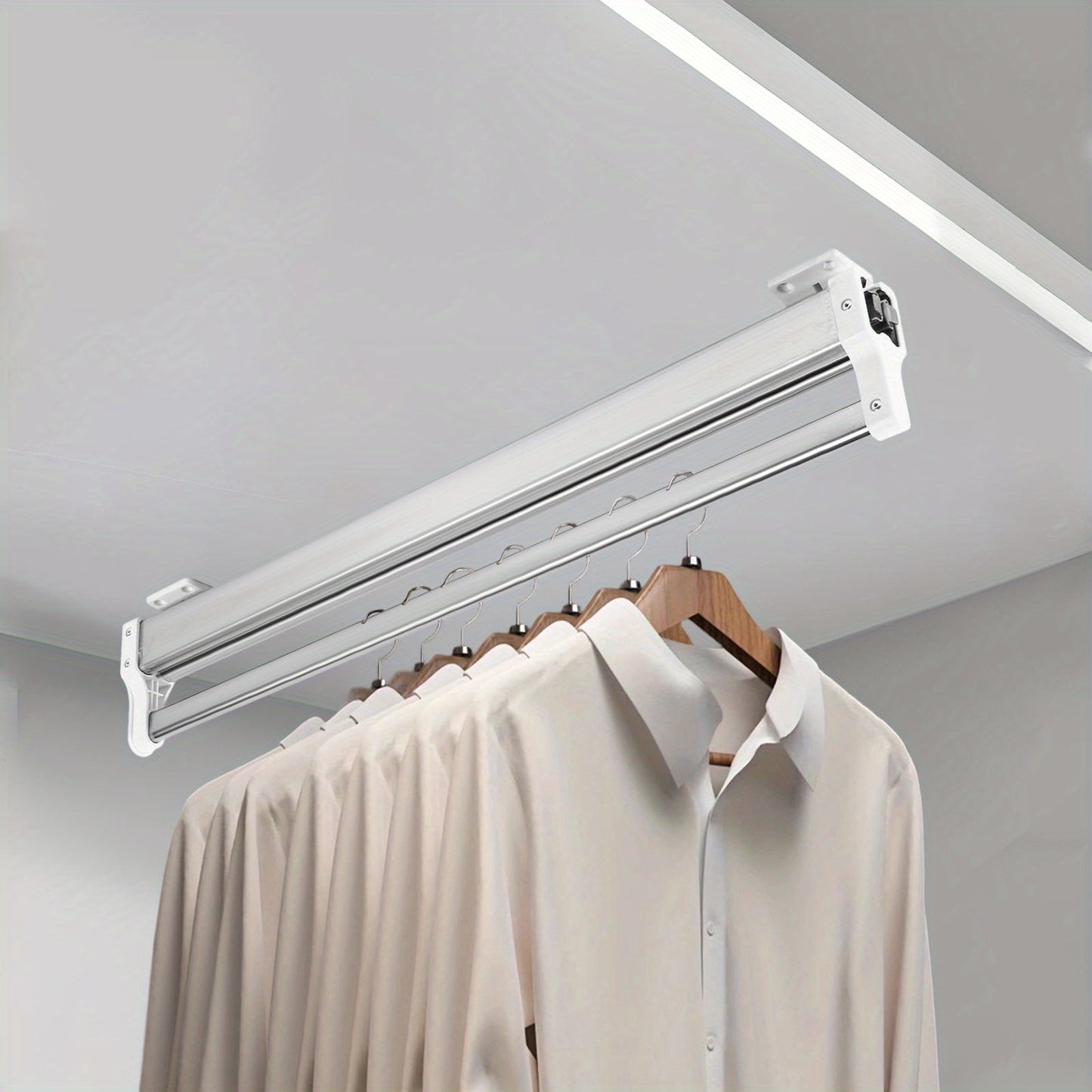 Adjustable Hanging Sliding Rail Clothing Rack with Heavy-Duty Carbon Frame - Extends 53.34-109.22 cm Length, 55 Weight Capacity Wardrobe System for Hanging Pants, Skirts, Scarves - Space-Saving Vertical Storage Organizer
