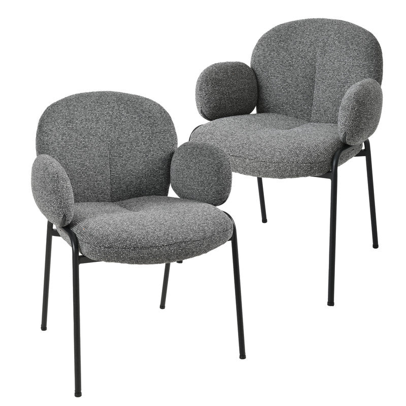 Set van 2 Chic Scandinavische Accentstoelen – Gebogen Design met Verstelbare Poten – Grijs, Stijlvol en Comfortabel