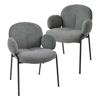 Set van 2 Chic Scandinavische Accentstoelen – Gebogen Design met Verstelbare Poten – Grijs, Stijlvol en Comfortabel