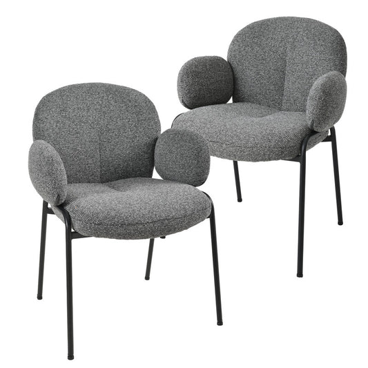 Set van 2 Chic Scandinavische Accentstoelen – Gebogen Design met Verstelbare Poten – Grijs, Stijlvol en Comfortabel