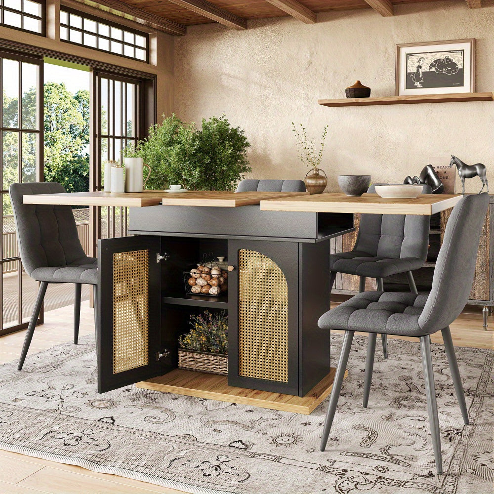 Uitklaptafel – Klaptafel – Vouwtafel – Eettafel – Uitschuiftafel – Ruimtebesparend – Inklapbaar – 110-140x80 cm – Geschikt voor 4-6 Personen – Modern Zwart