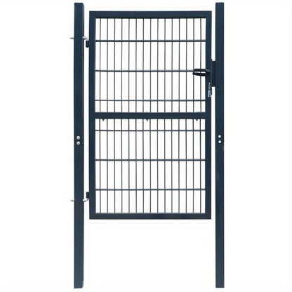 Stalen Poort – Tuinpoort – Terraspoort – Buitenpoort – Beveiligingshek – Weerbestendig Ontwerp – 104x244 cm – Vergrendelbaar Slot