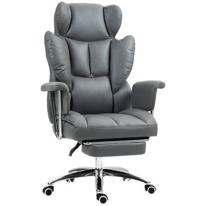 Bureaustoel – Ergonomische Stoel – Office Chair – Draaistoel – Bureau Stoel – Verstelbare Rugleuning – Uitschuifbare Voetensteun – Lichtgrijs – Max 120 kg