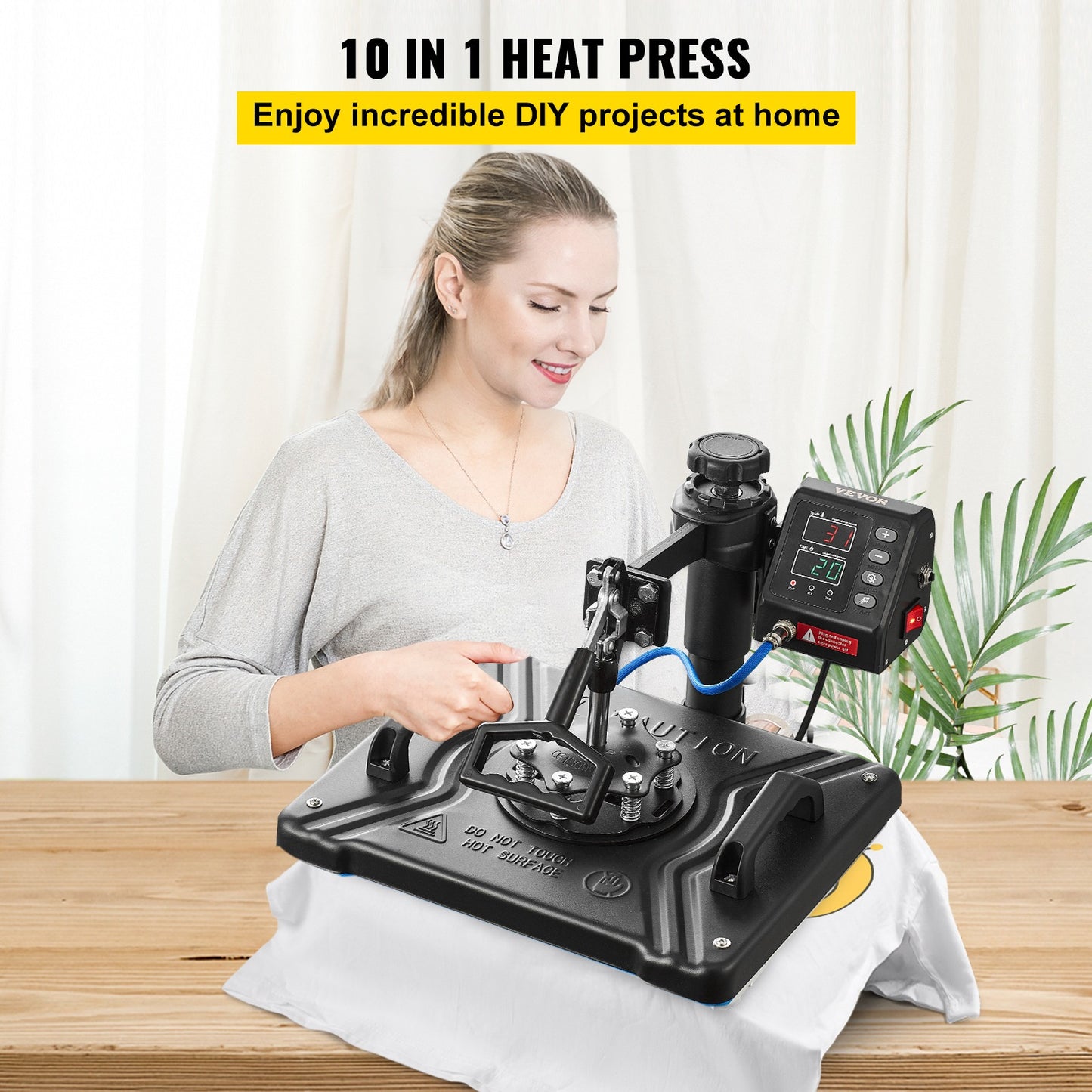 Transferpers – Hittepers – Heat Press Machine – Warmte Pers – Drukpers – 30x38 cm Oppervlak – 1000W Dual-Tube Verwarming met 360° Swing Away Design