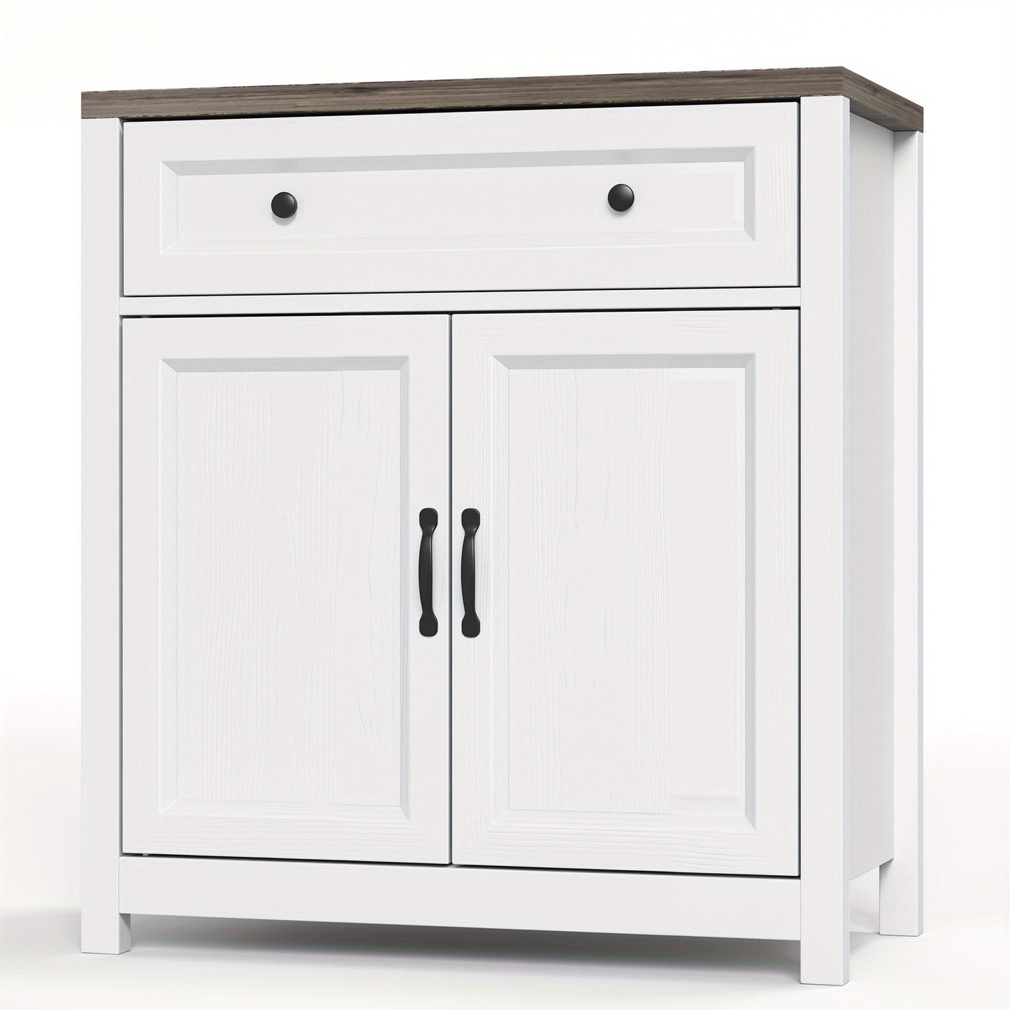 Dressoir – Sidetable – Kast – Buffetkast – Opbergkast – Landelijke Stijl – Groot Opbergvak – Hout en Spaanplaat – 76x40x84 cm – Grijze Bovenplaat
