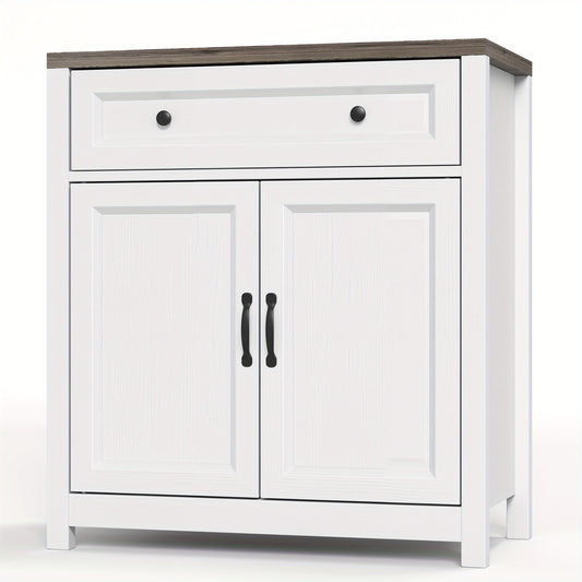 Dressoir – Sidetable – Kast – Buffetkast – Opbergkast – Landelijke Stijl – Groot Opbergvak – Hout en Spaanplaat – 76x40x84 cm – Grijze Bovenplaat