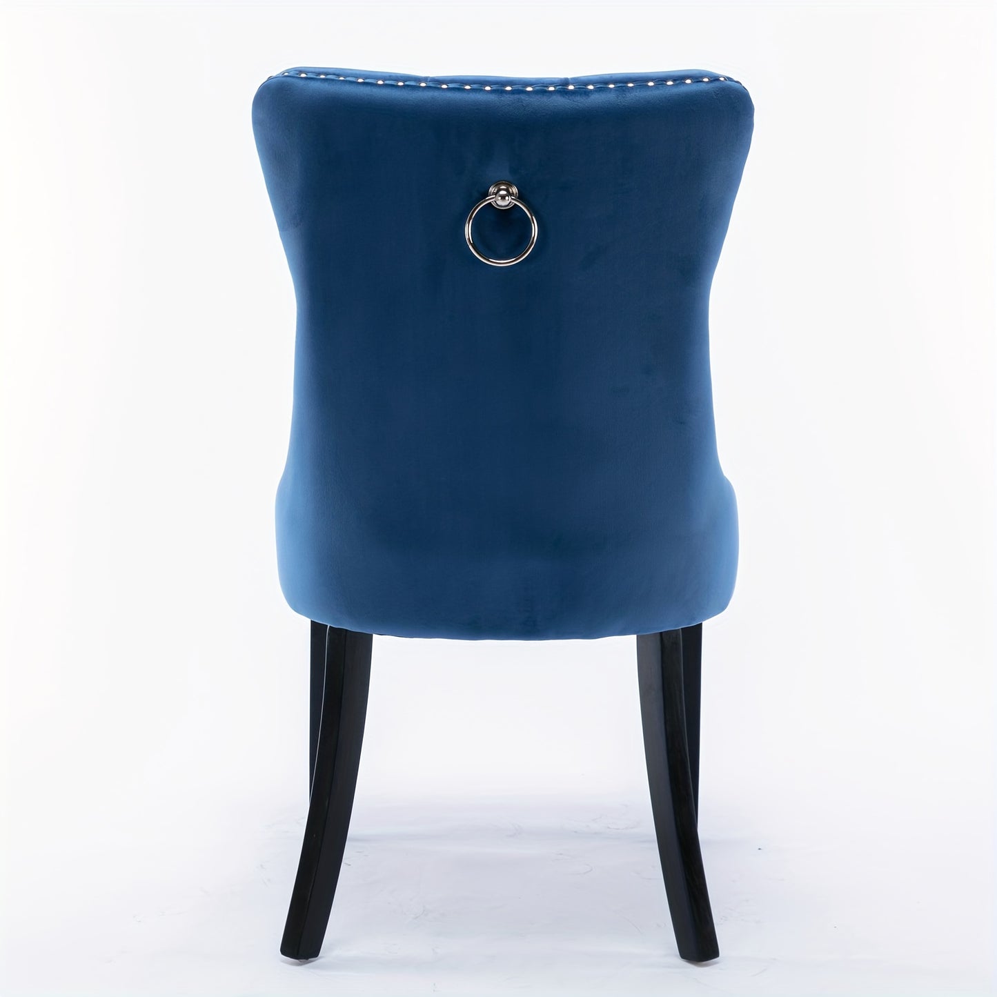 Set of 2 Modern Luxury Tufted Blue Velvet Dining Chairs with Solid Wood Legs & Nailhead Trim - Plush Upholstered Seats, Sturdy Legs, Easy-Clean Fabric, Rich Blue Tones for Elegant Dining Room, Living Room, or Office - Solid W