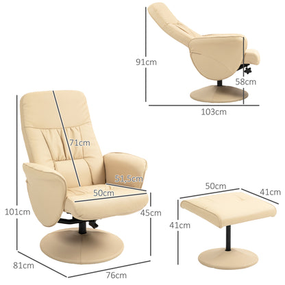 Relaxstoel – Relaxfauteuil – Draaifauteuil – Loungestoel – Fauteuil – 360° Draaibaar – Verstelbare Rugleuning Tot 145° – Beige Synthetisch Metalen Frame