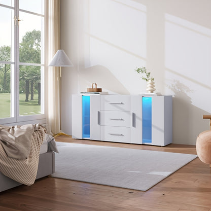 Opbergkast – Kast – Dressoir – Bergkast – Buffetkast – Wit – 140x35x70 cm – Duurzaam Lichtgewicht Ontwerp
