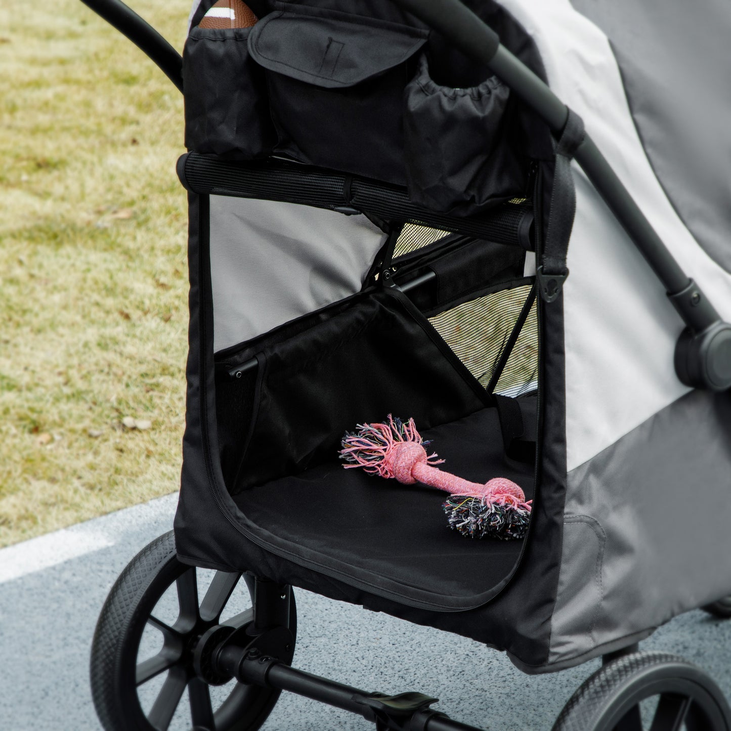 Hondenwagen – Hondenbuggy – Huisdierwagen – Hondenkar – Dog Stroller – Donkergrijs – Inklapbaar Ontwerp – Veiligheidsriemen Met Remmen