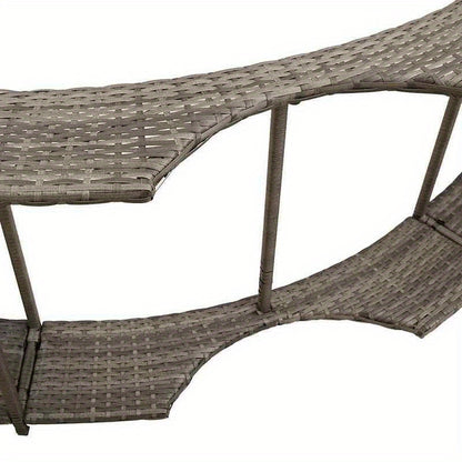 Hot Tub Omkasting – Badkuip Accessoires – Zwembad Trap – Opbergoplossing – Hottub Omranding – Grijs Poly Rattan – Houten Treden – Duurzaam Materiaal – Ruime Opbergruimte
