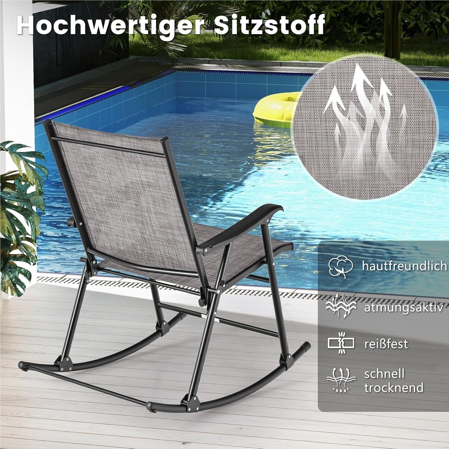 Schommelstoel – Schommelstoel Buiten – Tuinstoel Schommel – Relaxstoel Tuin – Inklapbare Schommelstoel – Met Ademend Zitmateriaal – Met Stevig Metaalframe tot 150 kg
