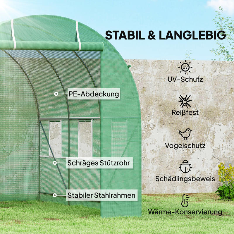 Tunnelkas – Kweekkas – Serre – Groeikas – Tuinkas – Duurzaam Metalen Frame – UV-bestendig Kunststof Met Ventilatieramen