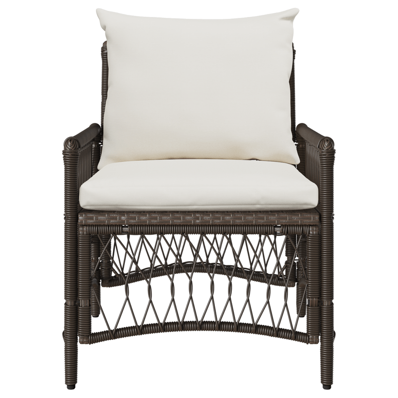 Tuinstoel Set – Gartenstuhl – Buitenstoel – Patio Stoel – Rattan Stoel – Met Kussen – 60x70x78 cm – Poly Rattan – Beige