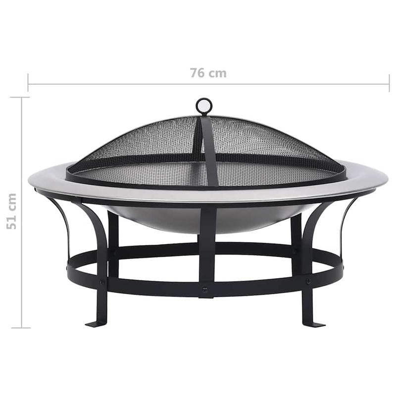 Tuinhaard – Vuurkorf – Vuurschaal - Buitenhaard – Grill – Roestvrij Staal – Inclusief Vonkenscherm – Verplaatsbaar 76 Cm