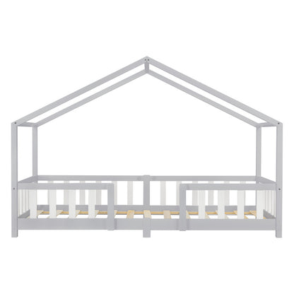 Kinderbed – Kinderbedje – Kinderbedframe – Kinderbedhuis – Kinderbedden – Huisvormig Design – Valbeveiliging – Massief Dennenhout – 140x200 cm