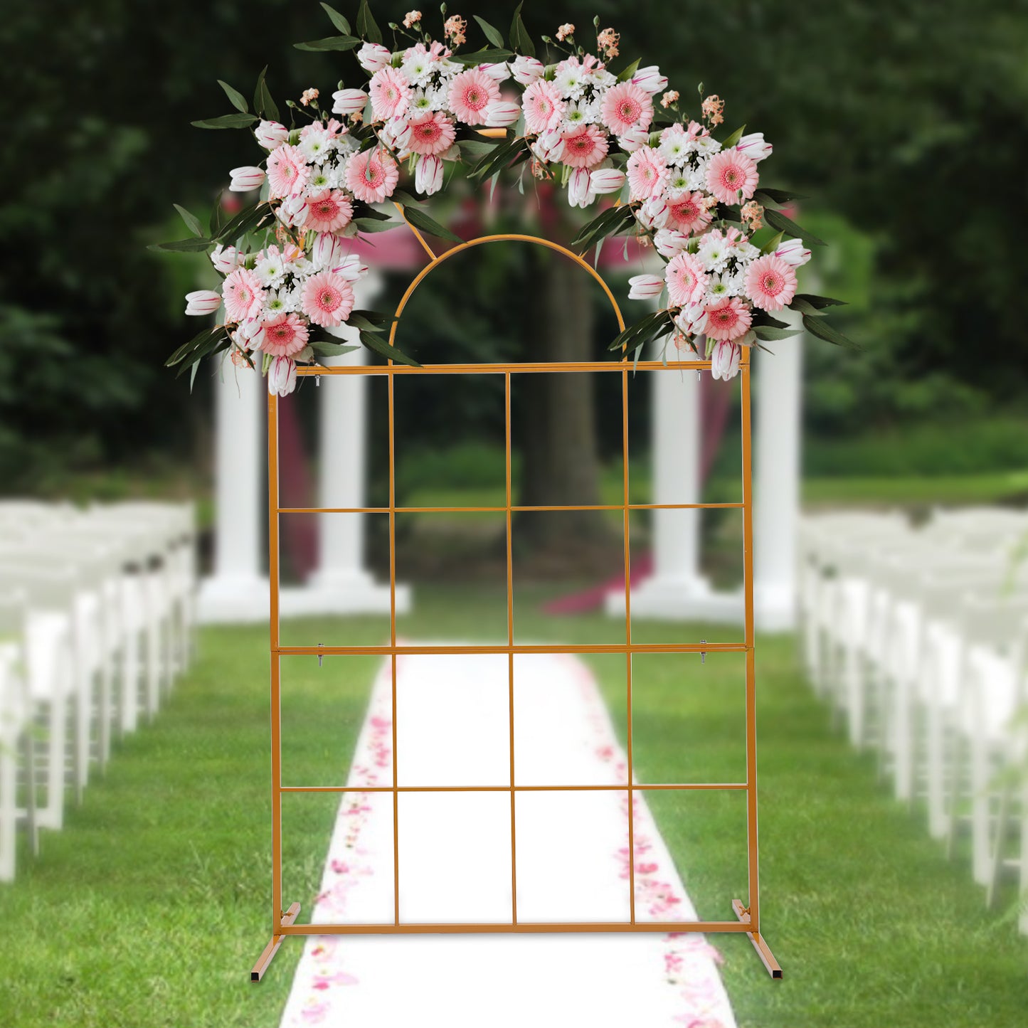 Assemblable Wedding Arch Pergola with Heavy-Duty Galvanized - Wide Wedding Garden Arbor, Lightweight Stable T-Base for Outdoor/, Easy Assembly for Weddings, Parties, Proms, Christenings (Backdrop) - 2-Size