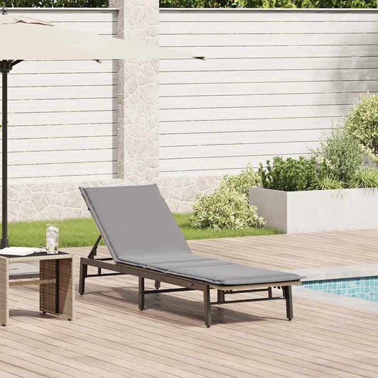 Ligstoel – Zonne-ligstoel – Tuinstoel – Relaxstoel – Lounger – Beige Poly Rattan – Ergonomisch Verstelbaar – Gel Memory Foam Kussen