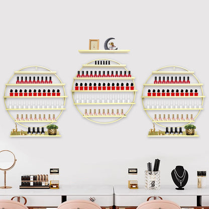 Circular Five-Layer Iron Nail Polish Gel Display Rack Six-Piece Set - Golden